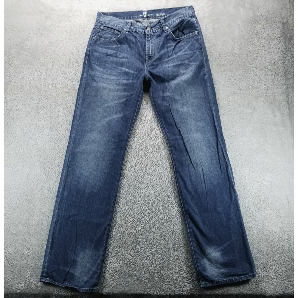7 For All Mankind Men's Straight Jeans - Dark Blue